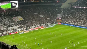 Brazil Corinthians fans protest board with banners at arena